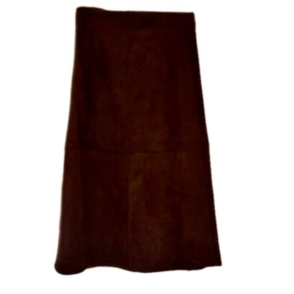 Max Studio Chocolate Brown Suede Pull-on A-Line Midi Skirt Women's S NEW - Picture 4 of 12